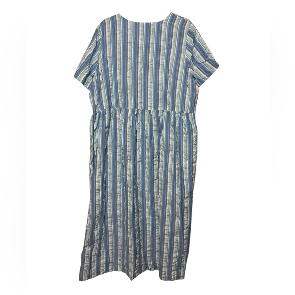Only Necessities Blue Striped 100% Cotton Long Modest Shirt Dress Nursing Large - Picture 4 of 6